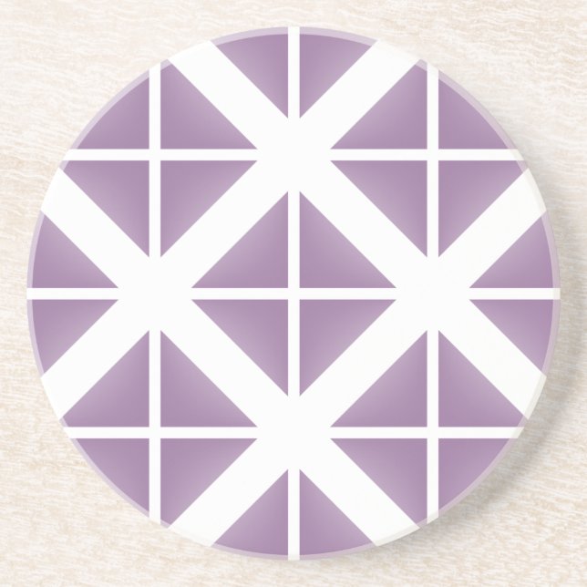Purple Trendy Triangle Pattern Drink Coaster (Front)