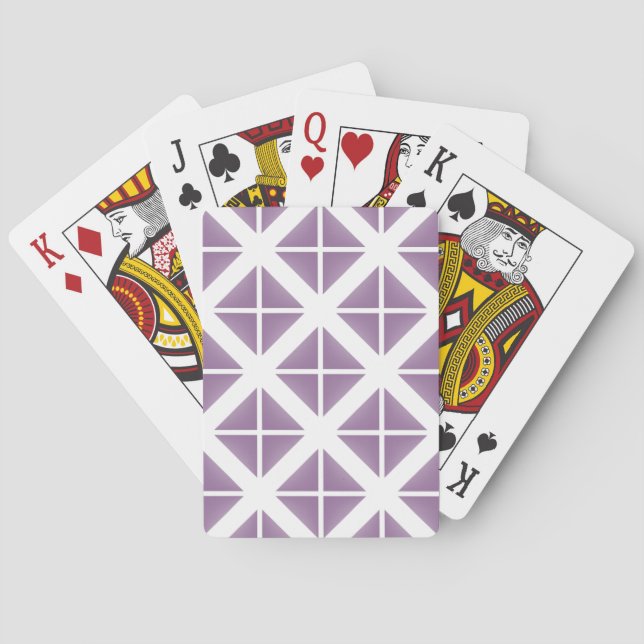 Purple Trendy Triangle Pattern Poker Cards (Back)