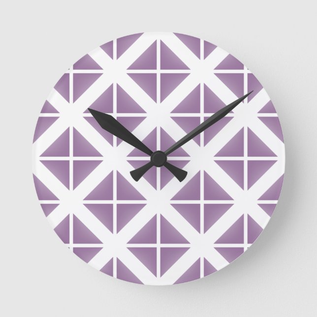 Purple Trendy Triangle Pattern Round Clock (Front)