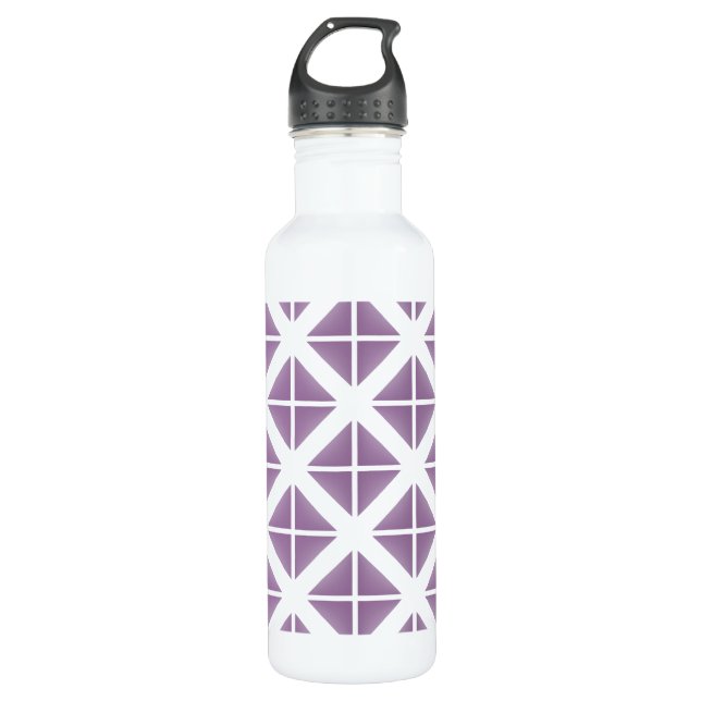 Purple Trendy Triangle Pattern Stainless Steel Water Bottle (Front)