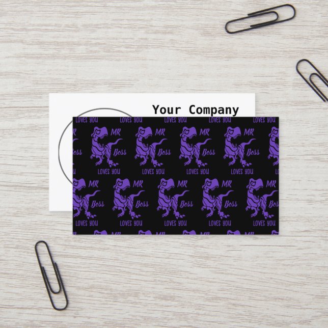 Purple Trex the Boss Dino Business Card (Front/Back In Situ)