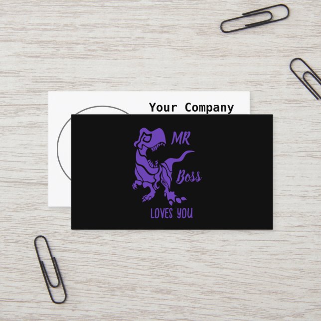 Purple Trex the Boss Dino Business Card (Front/Back In Situ)