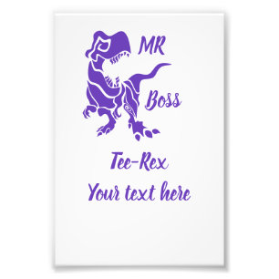 Purple Trex the Boss Dino Photo Print