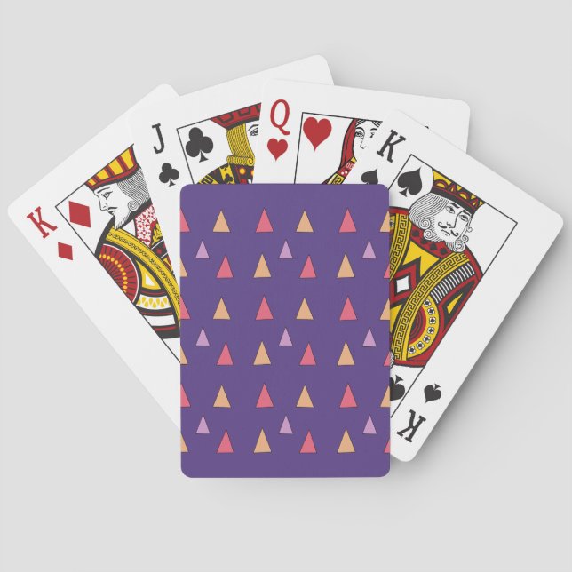 Purple Triangle Geometric Pattern Poker Cards (Back)