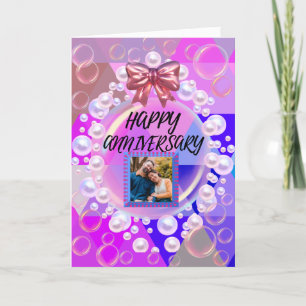 Purple Triangle Geometric Pearl Happy Anniversary Letterpress Thank You Card