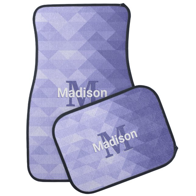Purple triangle geometry square Monogram Car Floor Mat (Set)