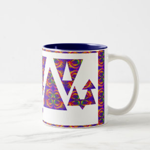 Purple Triangles and Arrows Two-Tone Coffee Mug