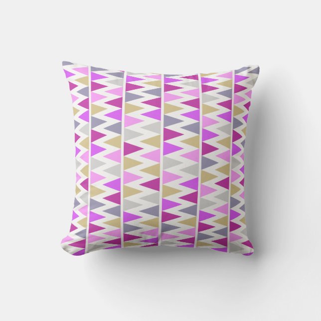 Purple triangles bunting flag patterned pillow (Front)
