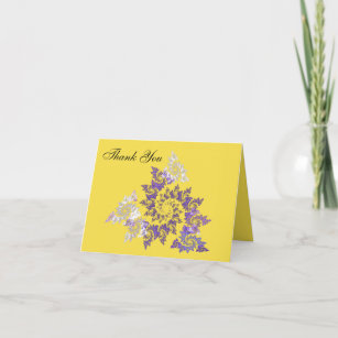 Purple Triangular Fractal Art with Quote Thank You Card