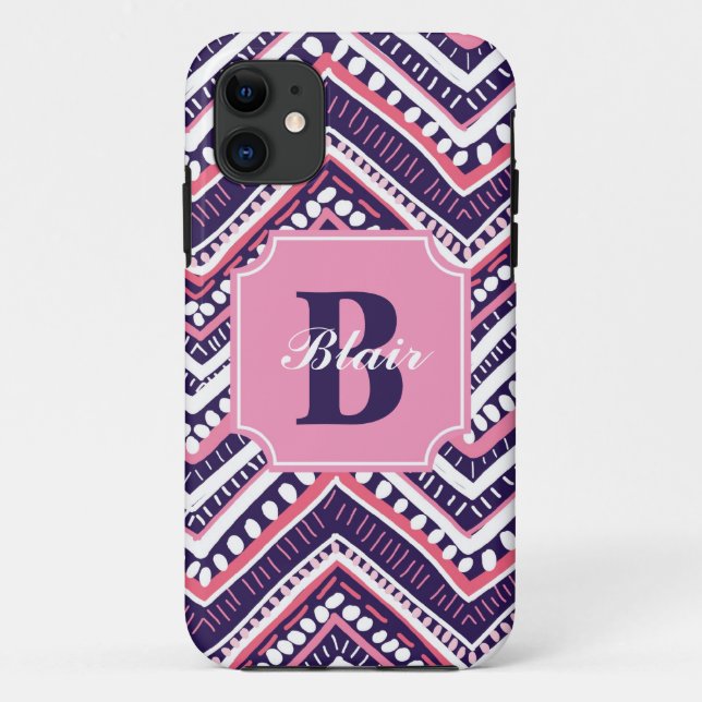 Purple Tribal Chevron Case-Mate iPhone Case (Back)