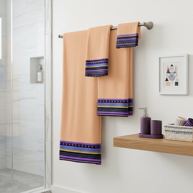 Purple tribal design bath towel set (Creator Uploaded)
