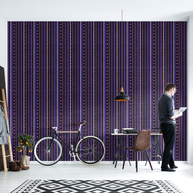 Purple tribal design wallpaper  (Living Room)
