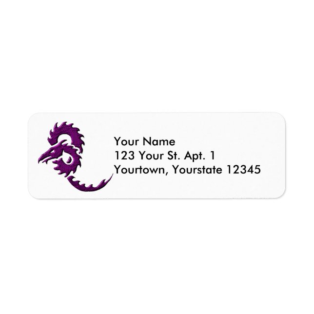 Purple Tribal Dragon Address Label (Front)