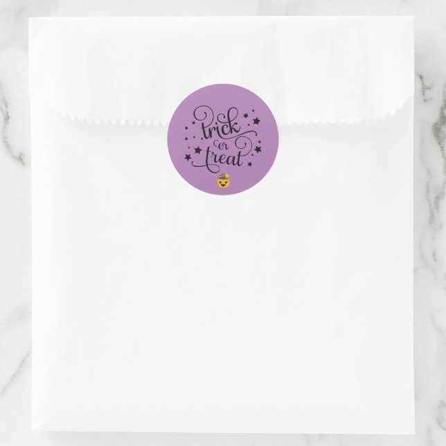 Purple Trick Or Treat  Classic Round Sticker (Bag)