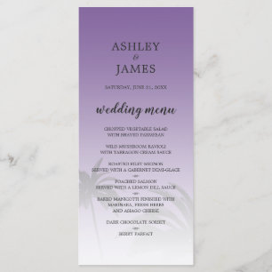 Purple Tropical Beach Wedding Menu
