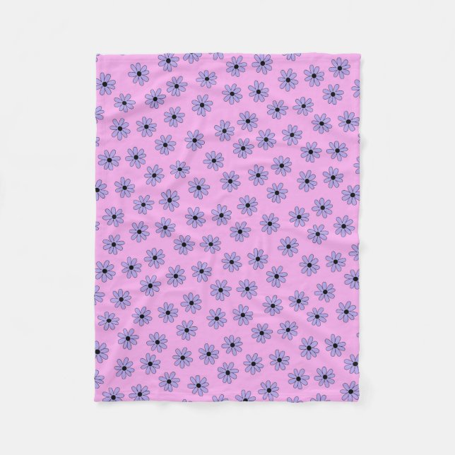 Purple Tropical Floral Botanical Spring Summer Fleece Blanket (Front)