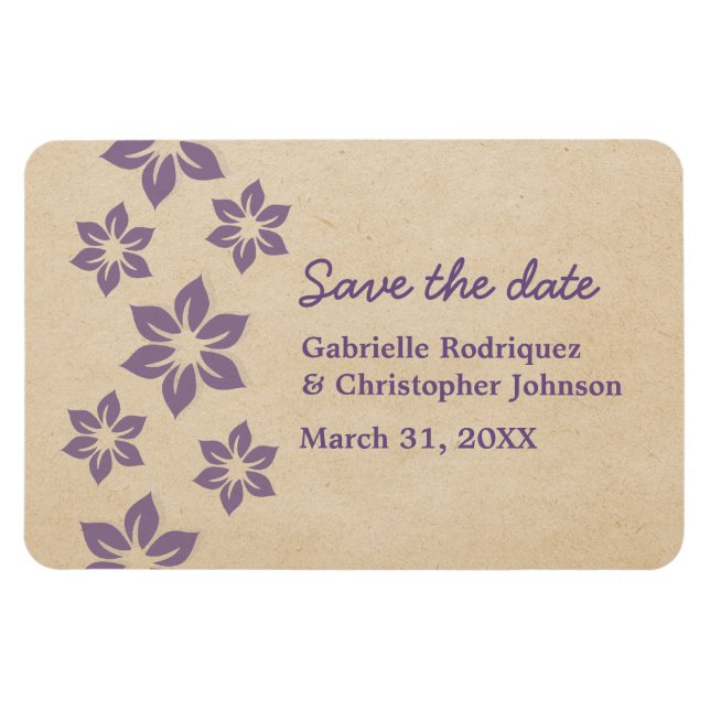 Purple Tropical Floral Save the Date Magnet (Horizontal)