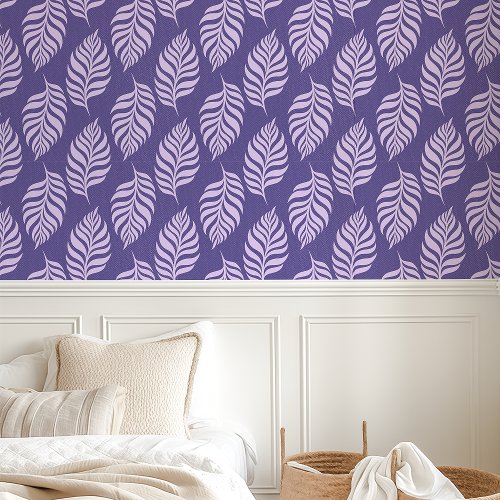 Purple Tropical Leaf Pattern Wallpaper