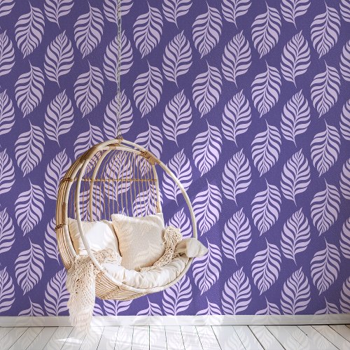 Purple Tropical Leaf Pattern Wallpaper