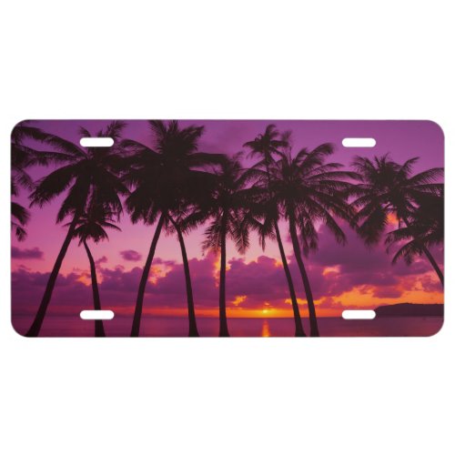 Purple Tropical Sunset 1 License Plate