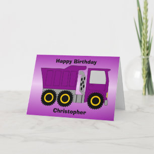 Purple Truck Design Personalised Birthday Card