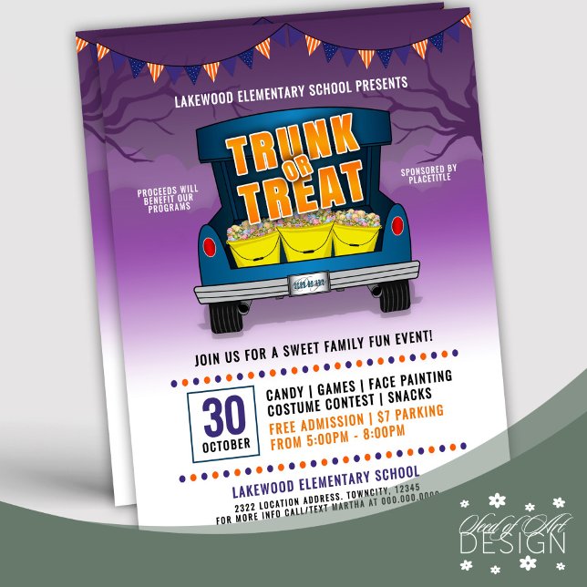 Purple Trunk or Treat Car Trunk Halloween Event Flyer (Creator Uploaded)