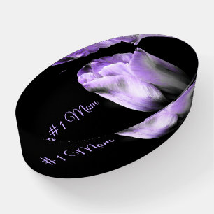 Purple Tulip #1 Mom, Customize Paperweight