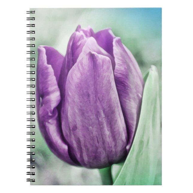 Purple Tulip Art Flower Journal Notebook (Front)