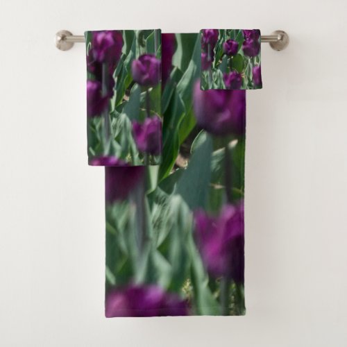 Purple Tulip Bath Towel Set