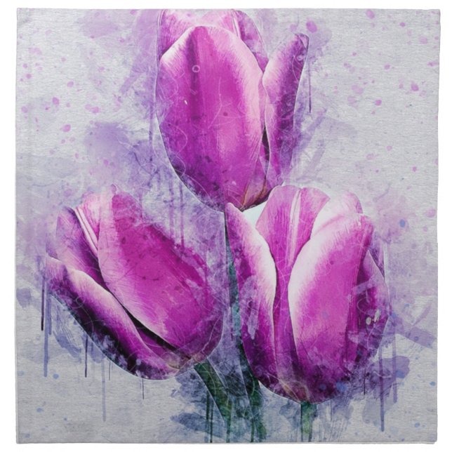 Purple Tulip Dinner Napkin (Front)