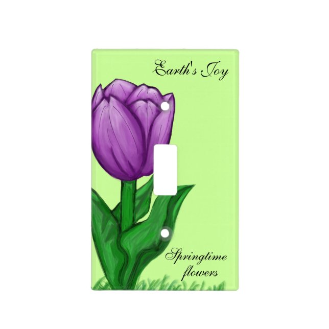 Purple Tulip Floral Light Switch Cover (Front)