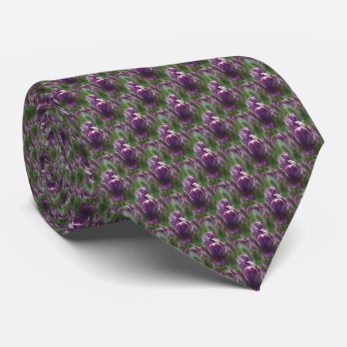 Purple Tulip Floral Nature Pattern  Neck Tie