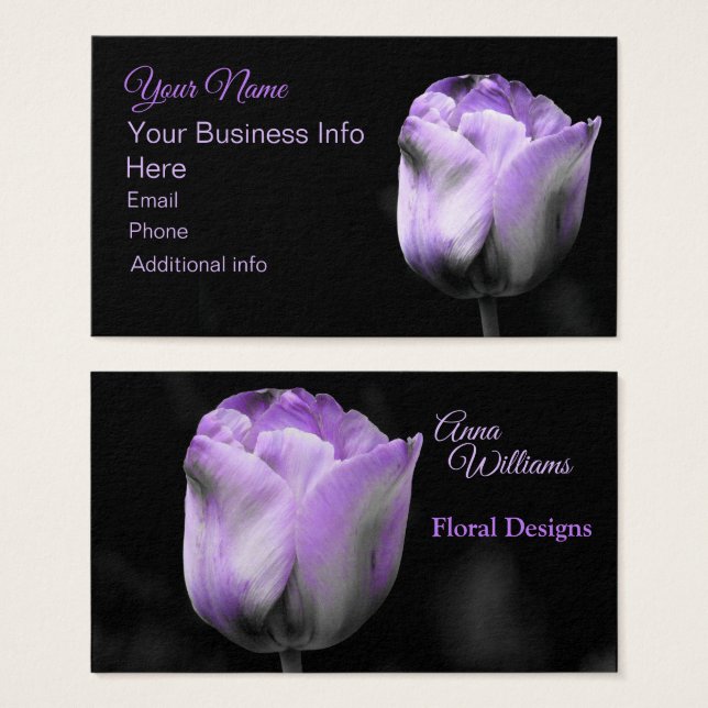 Purple Tulip Floral on Black (Front & Back)