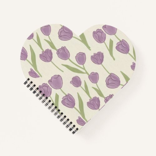 Purple Tulip Floral Pattern Notebook -Cute Journal