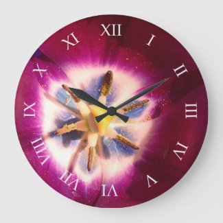 Purple tulip Floral Photo Wall Clock