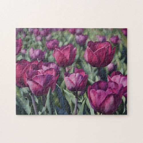 Purple Tulip Flower Garden Art Puzzle