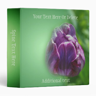Purple Tulip Flower Nature Art Personalized 3 Ring Binder