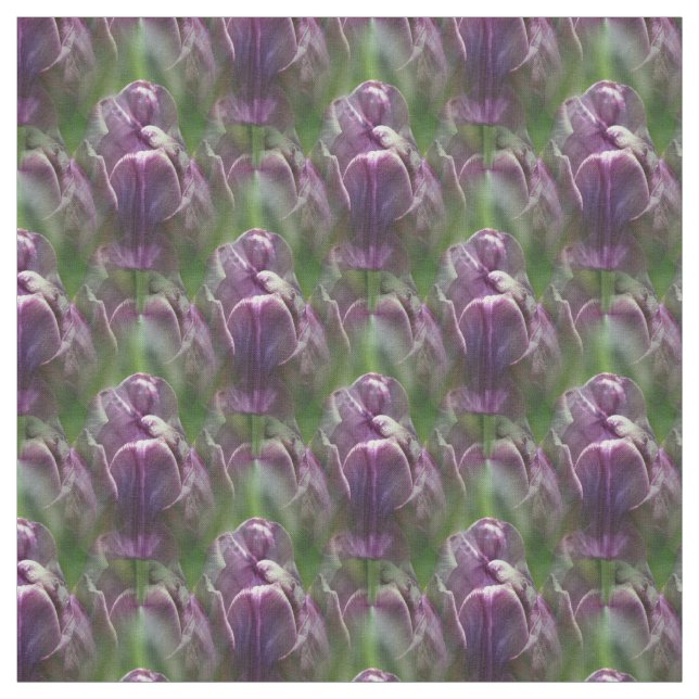 Purple Tulip Flower Nature Pattern Fabric (Swatch)