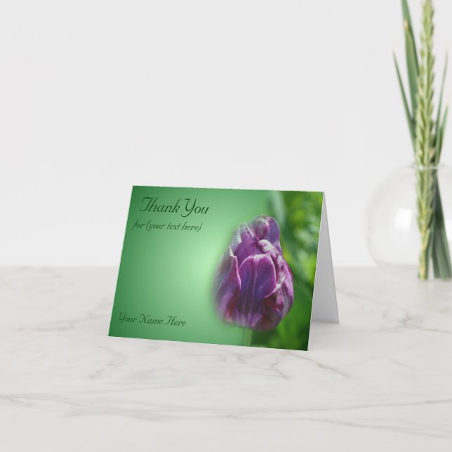 Purple Tulip Flower Nature Thank You (Front)