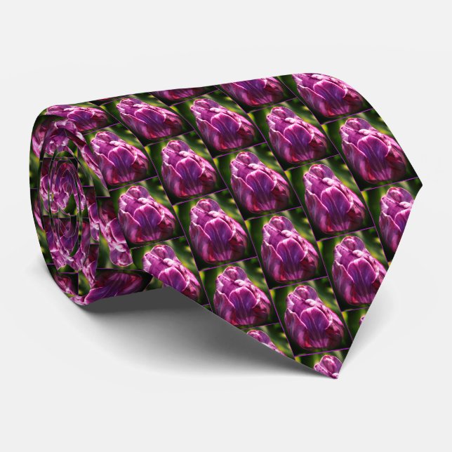 Purple Tulip Flower    Neck Tie (Rolled)