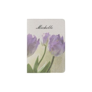 Purple Tulip Flower Passport Holder With Chic Name by photoedit at Zazzle