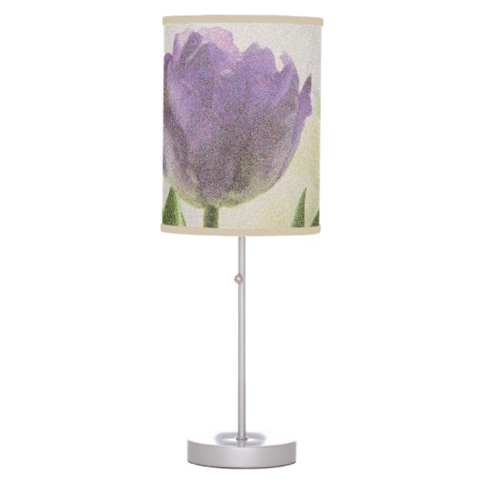 Purple tulip flower print table lamp design (Front)