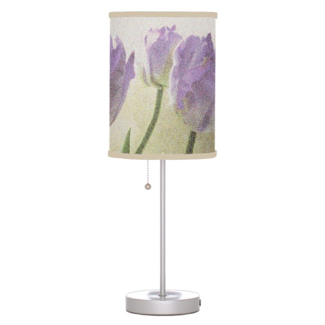 Purple tulip flower print table lamp design (Right)