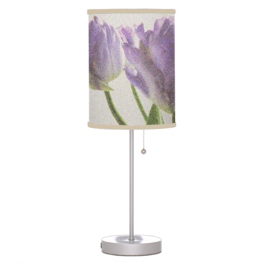 Purple tulip flower print table lamp design (Left)