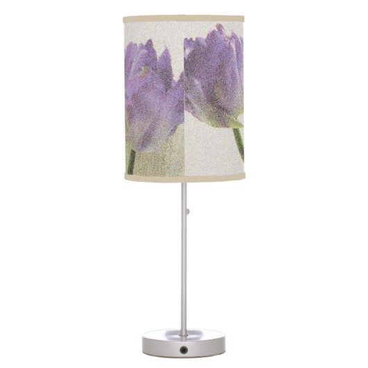 Purple tulip flower print table lamp design (Back)