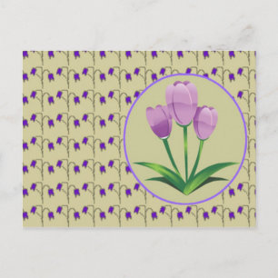 Purple tulip flower vintage pattern baby shower invitation postcard