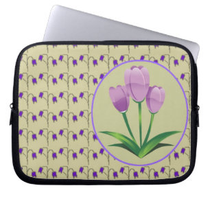Purple tulip flower vintage pattern cute laptop sleeve