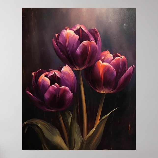 Purple Tulip Flowers Art Print Poster (Front)
