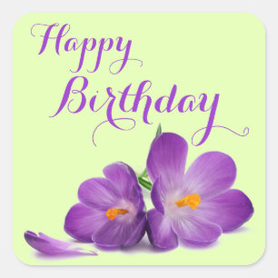 Purple Tulip Happy Birthday Stickers