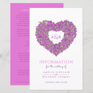 Purple tulip heart wedding guest information